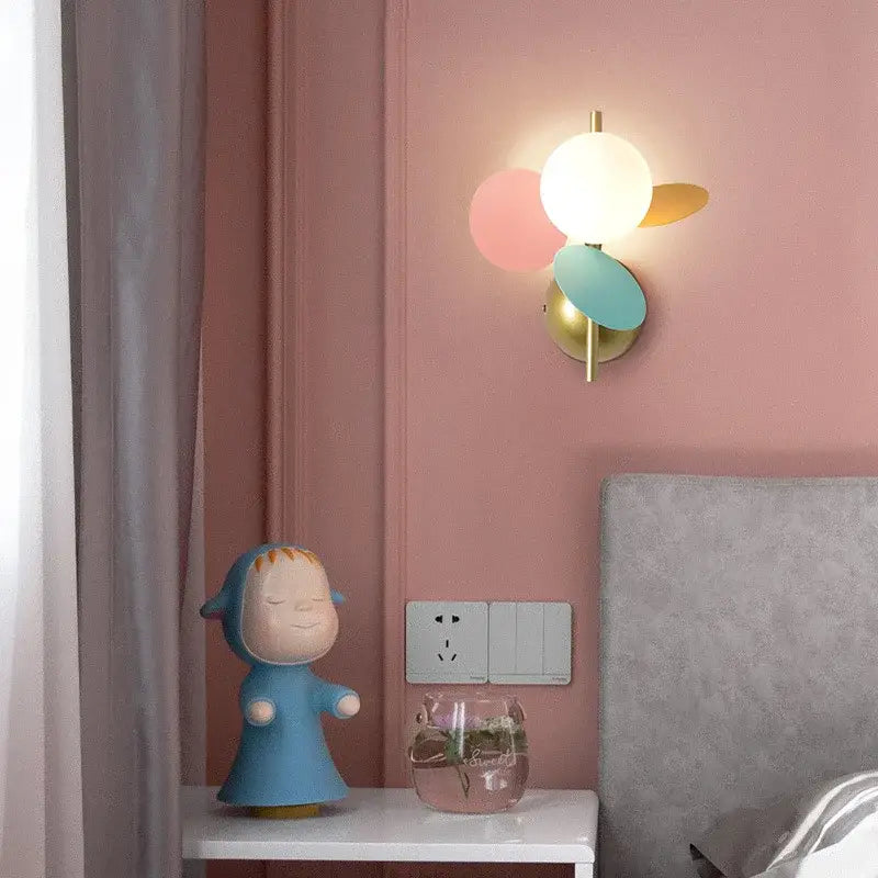 Modern pastel macaron acrylic wall lamp with frosted globe and pink teal gold shades for children bedroom decorbites colorful macaron
