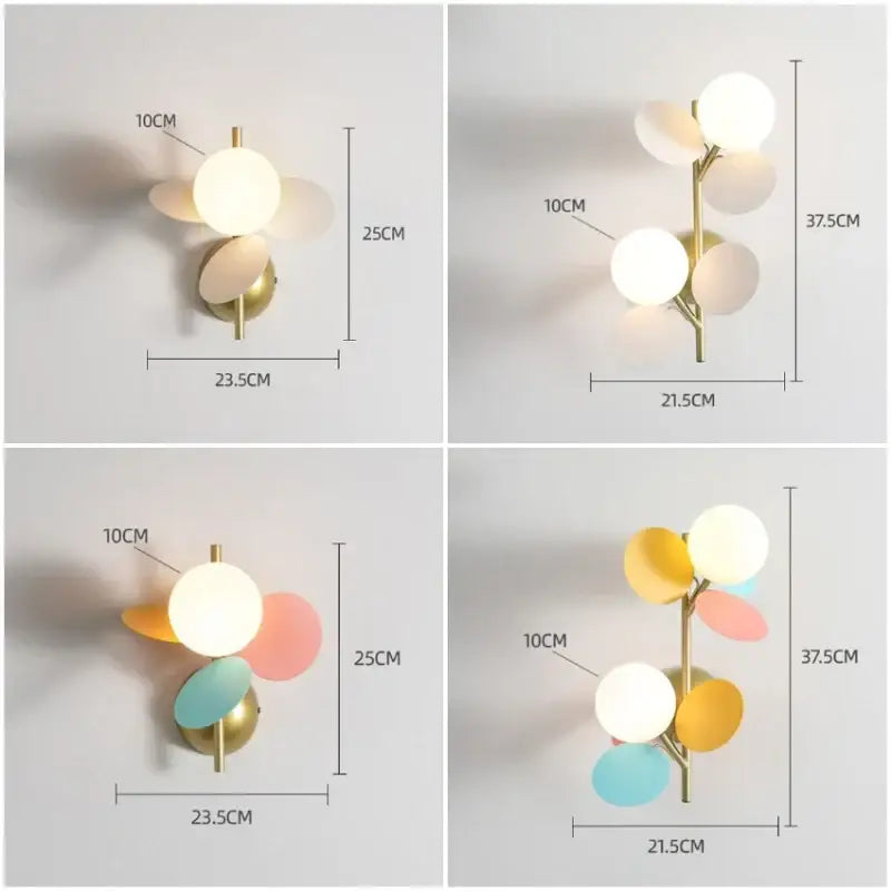 Modern pastel macaron acrylic wall lamp with brass sconce and frosted glass shades in white pastel pink yellow or blue