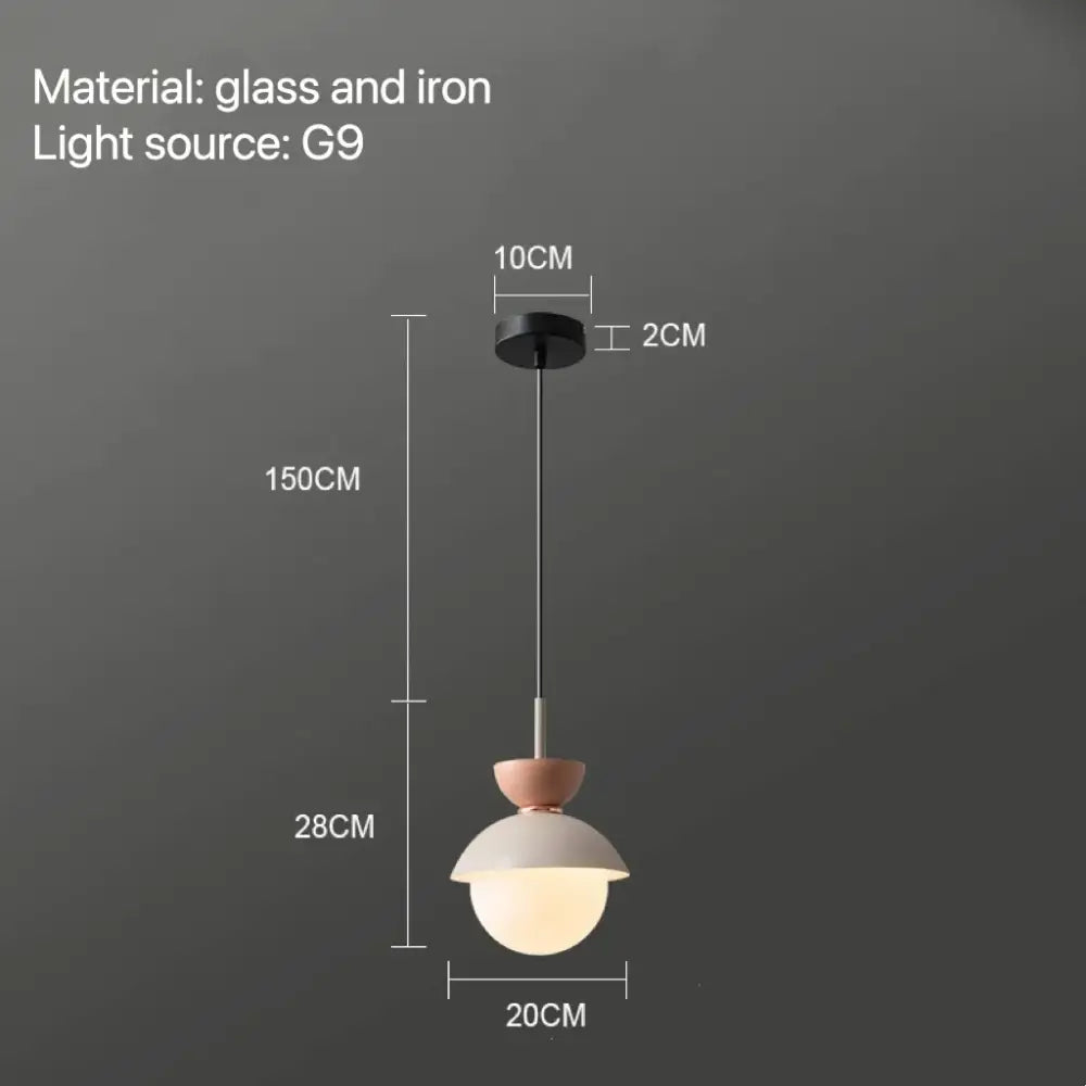 Modern pastel matte ceramic glass ball pendant lamp with frosted globe and pink ceramic accent for kitchen decorbites pendant lamp