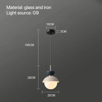 Minimalist pastel ceramic glass ball pendant lamp with frosted globe and matte black iron fixture for kitchen decorbites glass ball