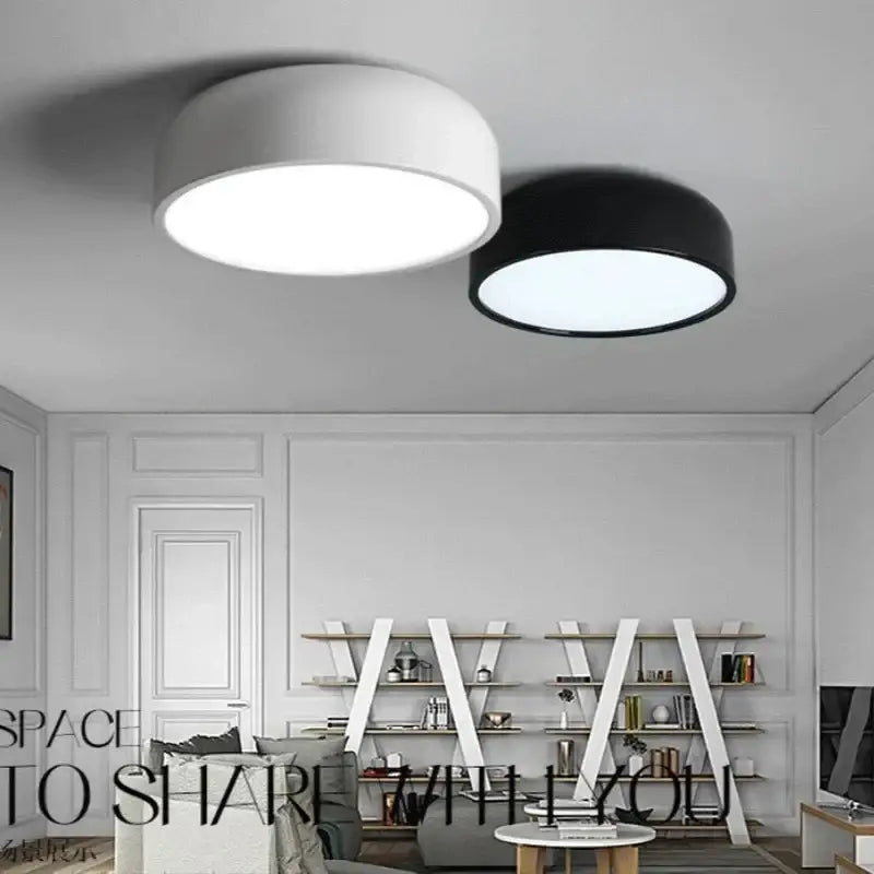Modern pastel pink and teal circular led ceiling light with sleek white and black decorbites circular led design for bedroom decor