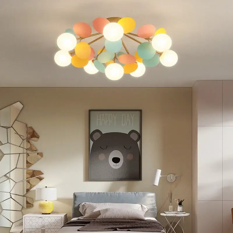 Modern pastel spherical frost glass ceiling chandelier featuring decorbites frost glass for bedroom lighting decor