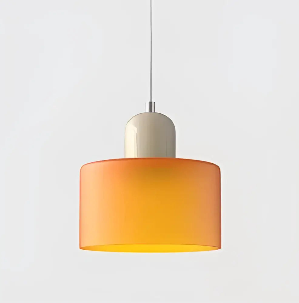 Modern pastel stained glass cord pendant set of 4 kitchen lights featuring orange gradient pendant light with frosted glass shade and matte white ceramic base