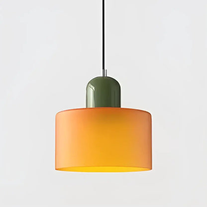 Orange frosted glass pendant light with dark green metallic top stained glass cord pendant for modern kitchen set of 4