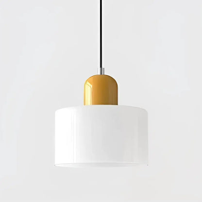 Modern cord pendant light set of 4 with stained glass and sleek white cylindrical shades for kitchen lighting