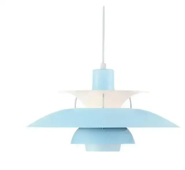 Light blue layered modern pastel tiered led chandelier pendant light ideal for kitchen decor with sleek design