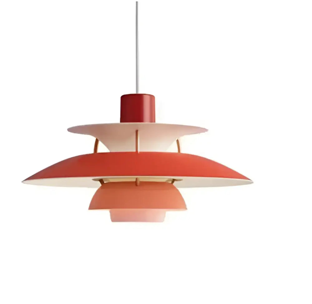 Modern pastel tiered led chandelier pendant light with concentric orange and white shades for kitchen decor