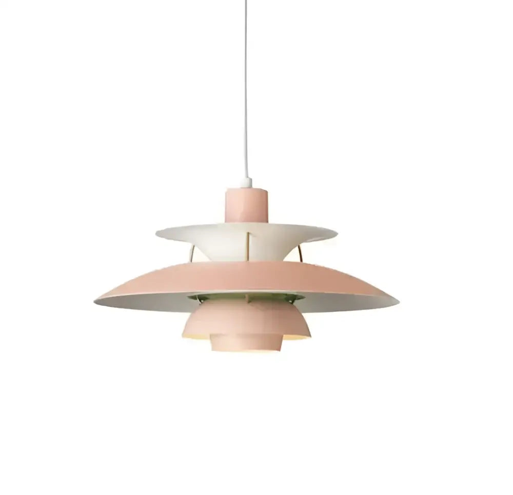 Modern pastel pink tiered led chandelier pendant light with sleek layered design ideal for kitchen decor