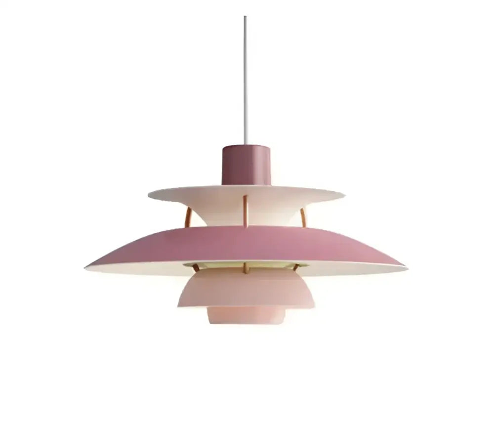 Modern pastel pink tiered led chandelier pendant light with sleek layered design for kitchen decor