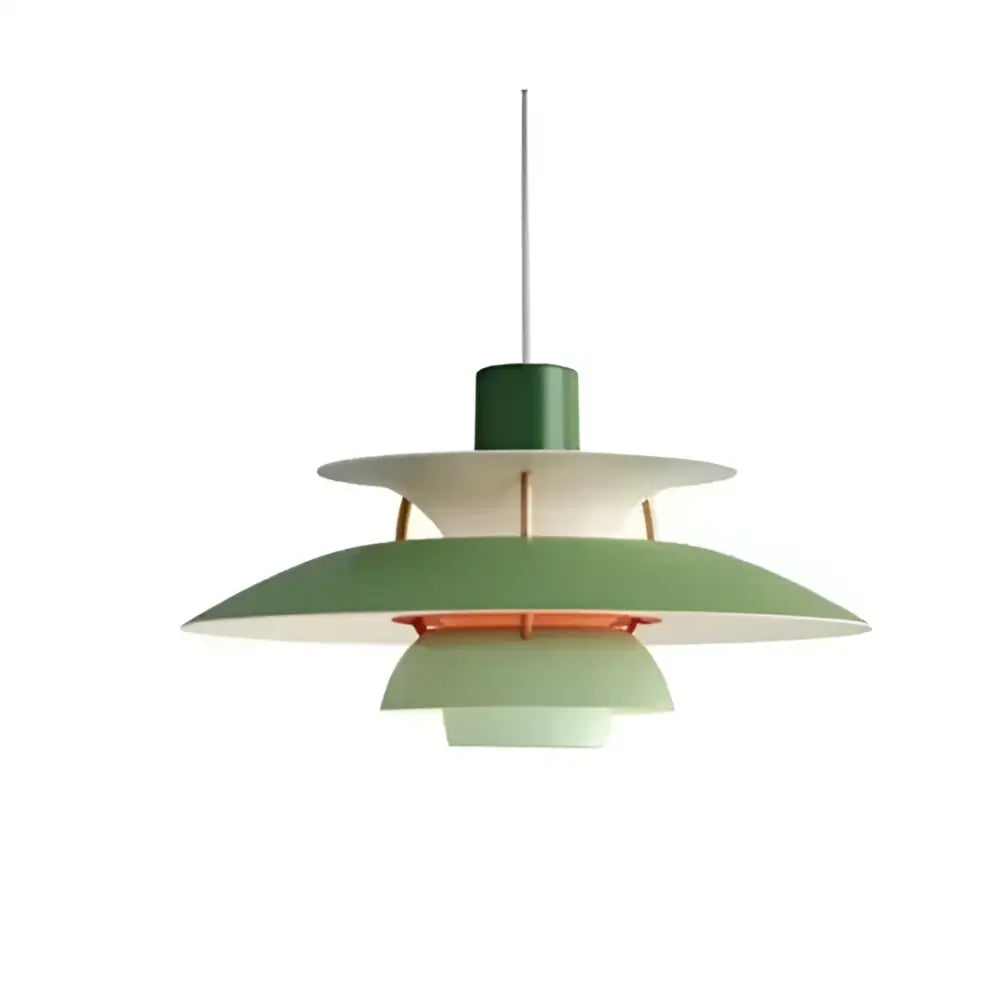 Modern pastel green layered pendant light with metallic accents featuring a tiered led chandelier pendant design
