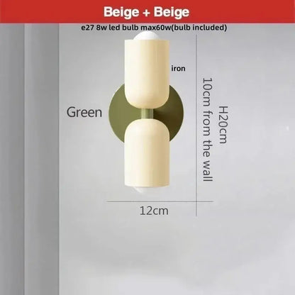 Beige and green two-light iron wall sconce by decorbites led wall perfect for modern peach and cream led wall lights
