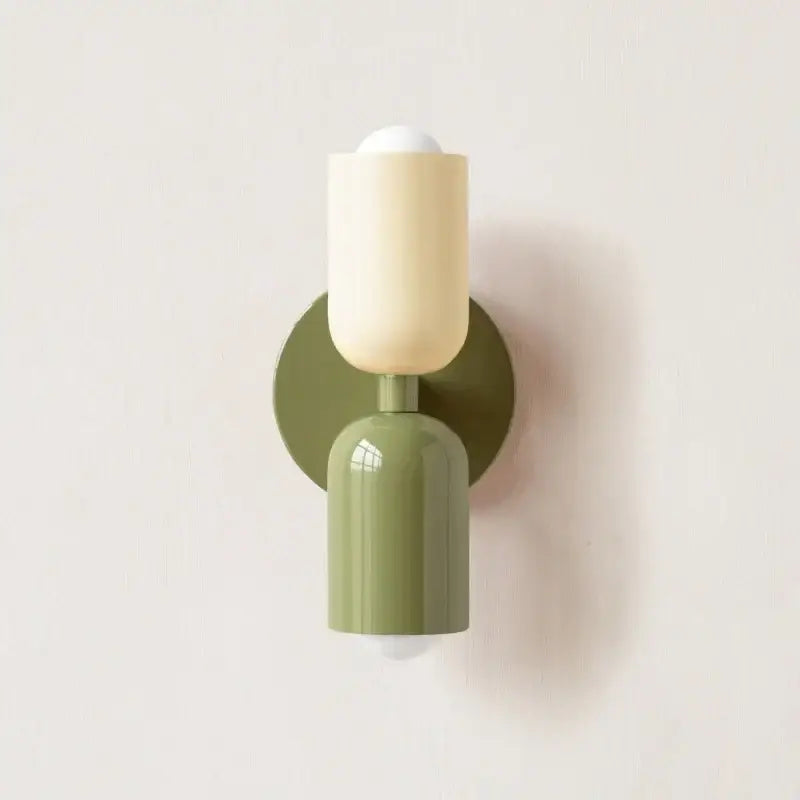 Modern peach and cream olive green ceramic decorbites led wall sconce with minimalist design for bedroom led wall lights