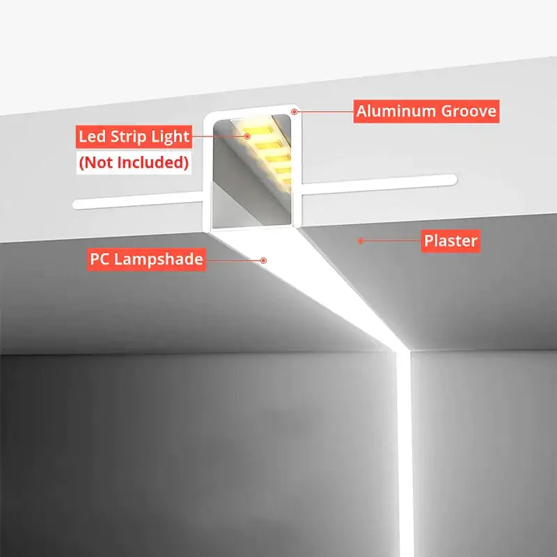 White pc lampshade housing recessed led strip light within aluminum groove in modern perforated silver led aluminum profile