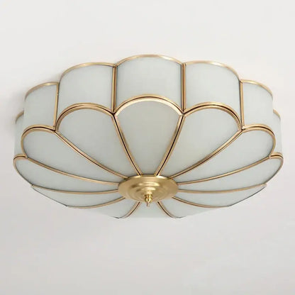 Modern petal brass ceiling lamp with gold-toned metal frame and frosted glass panels by decorbites brass ceiling