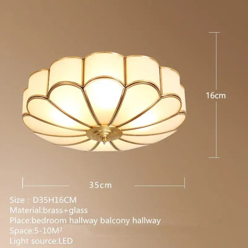 Modern petal brass ceiling lamp with frosted glass panels and a brass frame for elegant bedroom decorbites brass ceiling lighting