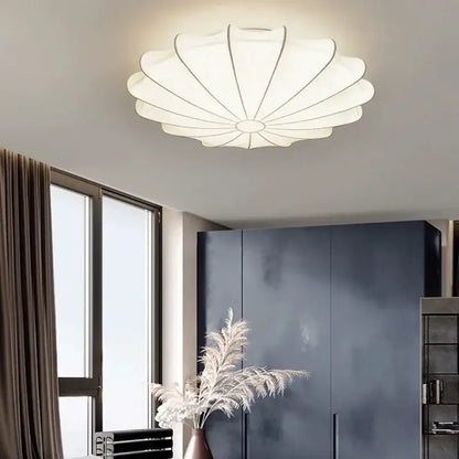 Modern petal cream silk led ceiling lamp with white petal-shaped design for living room decorbites cream silk lighting