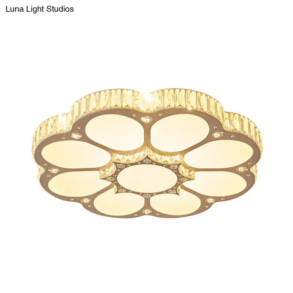 Lámpara de techo LED empotrada DecorBites™ Modern Petal Crystal en blanco - 19.5"/23.5"/31.5" - para dormitorio