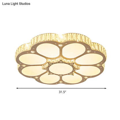 Lámpara de techo LED empotrada DecorBites™ Modern Petal Crystal en blanco - 19.5"/23.5"/31.5" - para dormitorio