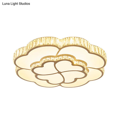 Lámpara de techo LED empotrada DecorBites™ Modern Petal Crystal en blanco - 19.5"/23.5"/31.5" - para dormitorio