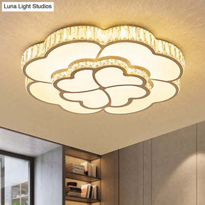 Lámpara de techo LED empotrada DecorBites™ Modern Petal Crystal en blanco - 19.5"/23.5"/31.5" - para dormitorio