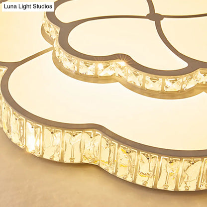 Lámpara de techo LED empotrada DecorBites™ Modern Petal Crystal en blanco - 19.5"/23.5"/31.5" - para dormitorio