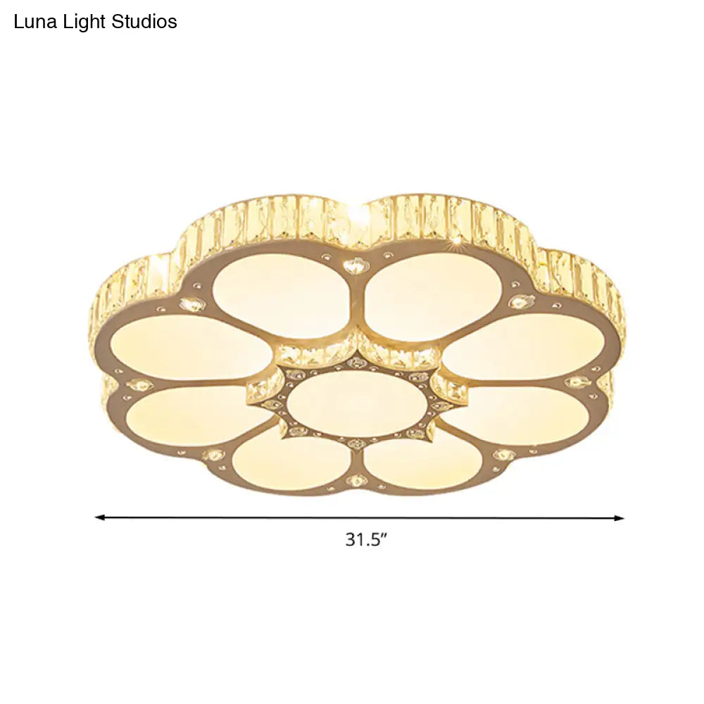 Lámpara de techo LED empotrada DecorBites™ Modern Petal Crystal en blanco - 19.5"/23.5"/31.5" - para dormitorio