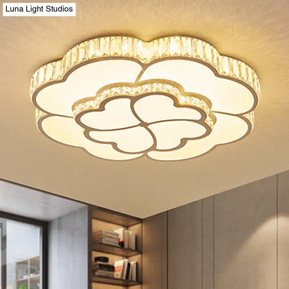 Lámpara de techo LED empotrada DecorBites™ Modern Petal Crystal en blanco - 19.5"/23.5"/31.5" - para dormitorio