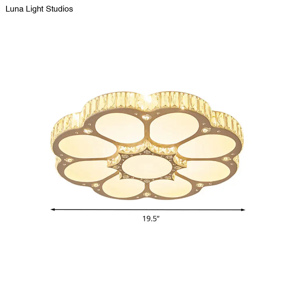 Lámpara de techo LED empotrada DecorBites™ Modern Petal Crystal en blanco - 19.5"/23.5"/31.5" - para dormitorio