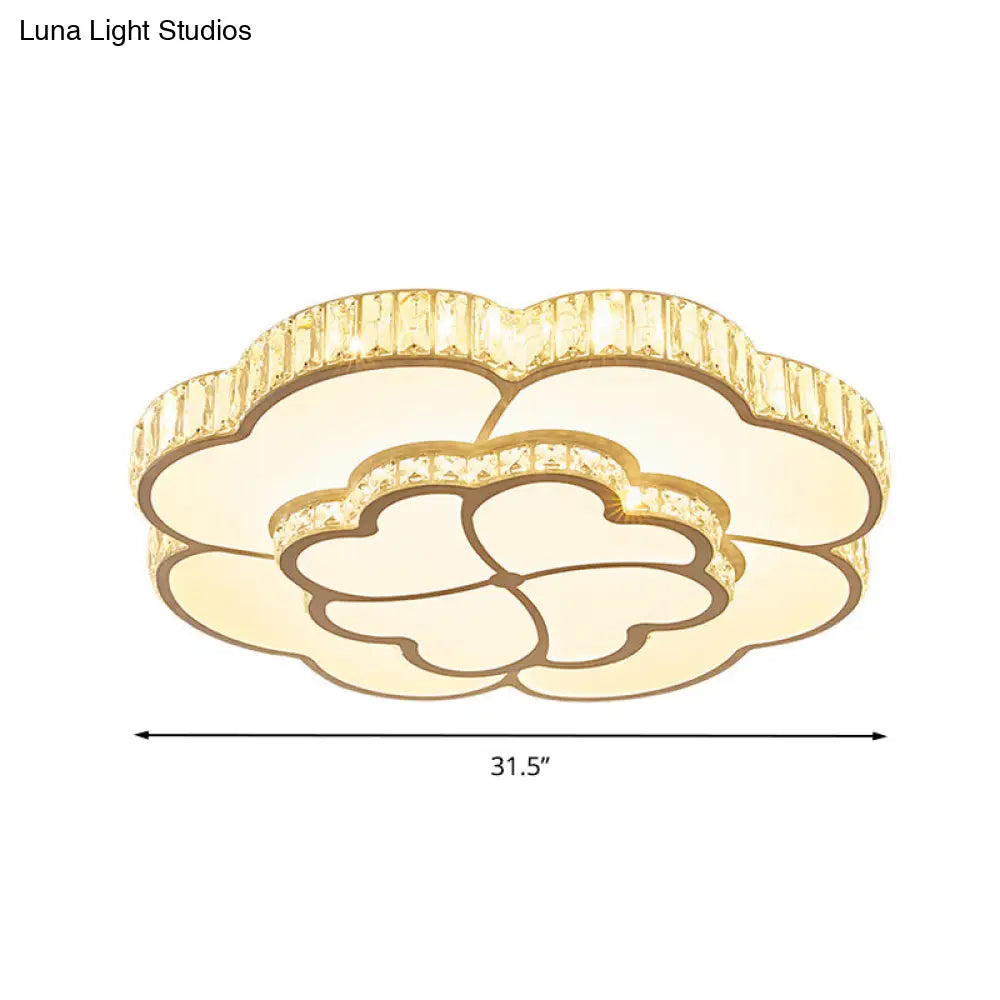 Lámpara de techo LED empotrada DecorBites™ Modern Petal Crystal en blanco - 19.5"/23.5"/31.5" - para dormitorio