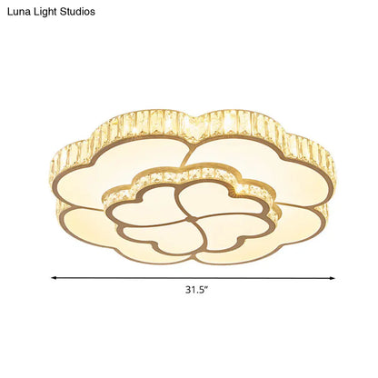 Lámpara de techo LED empotrada DecorBites™ Modern Petal Crystal en blanco - 19.5"/23.5"/31.5" - para dormitorio