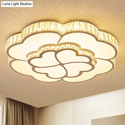 Lámpara de techo LED empotrada DecorBites™ Modern Petal Crystal en blanco - 19.5"/23.5"/31.5" - para dormitorio