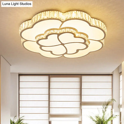Lámpara de techo LED empotrada DecorBites™ Modern Petal Crystal en blanco - 19.5"/23.5"/31.5" - para dormitorio
