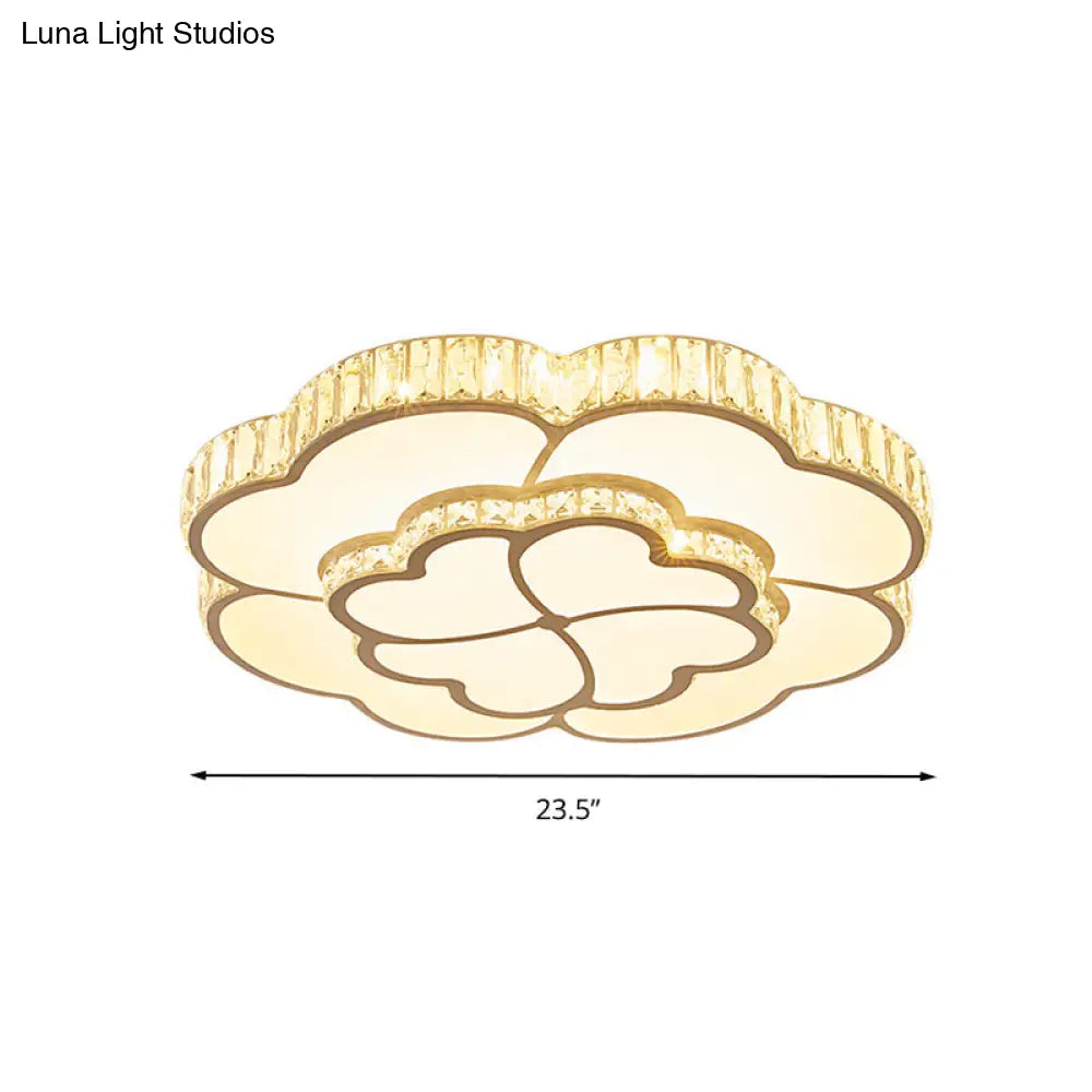 Lámpara de techo LED empotrada DecorBites™ Modern Petal Crystal en blanco - 19.5"/23.5"/31.5" - para dormitorio