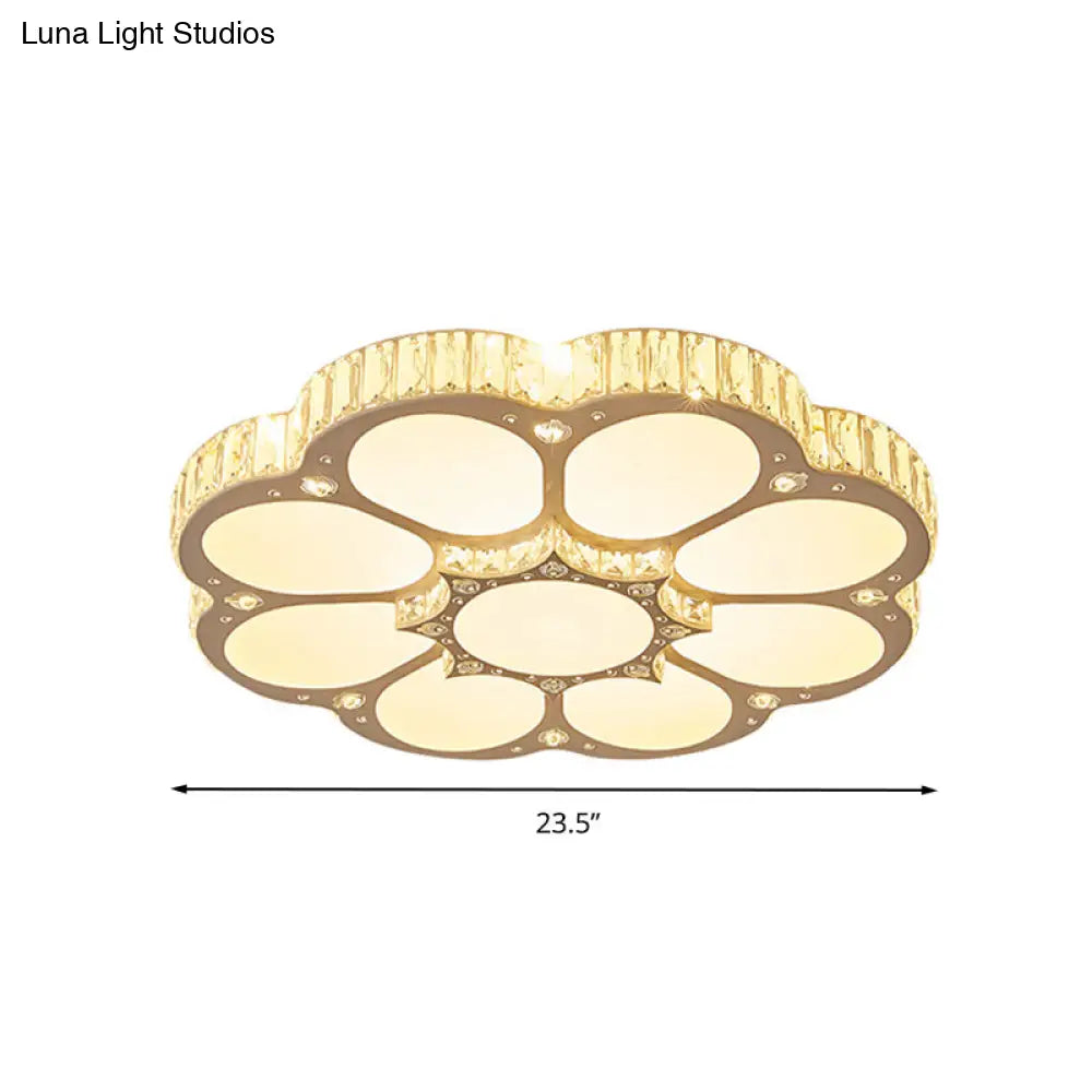 Lámpara de techo LED empotrada DecorBites™ Modern Petal Crystal en blanco - 19.5"/23.5"/31.5" - para dormitorio