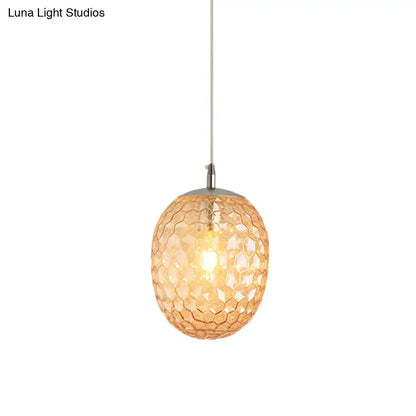 Modern Pineapple Pendant Light with Hammered Glass - Perfect for Dining Table - 1 Head