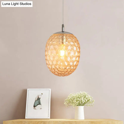 Modern Pineapple Pendant Light with Hammered Glass - Perfect for Dining Table - 1 Head