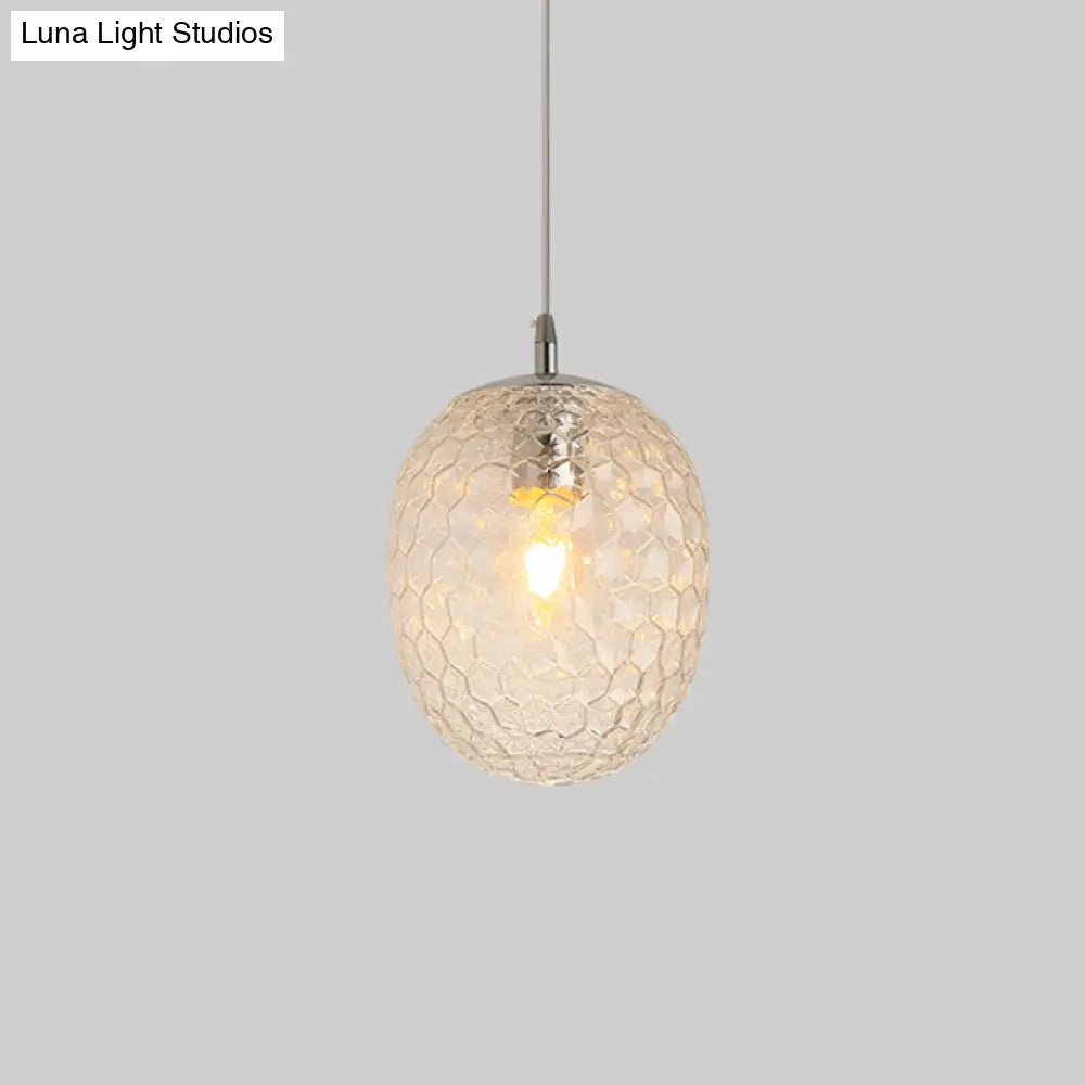 Modern Pineapple Pendant Light with Hammered Glass - Perfect for Dining Table - 1 Head