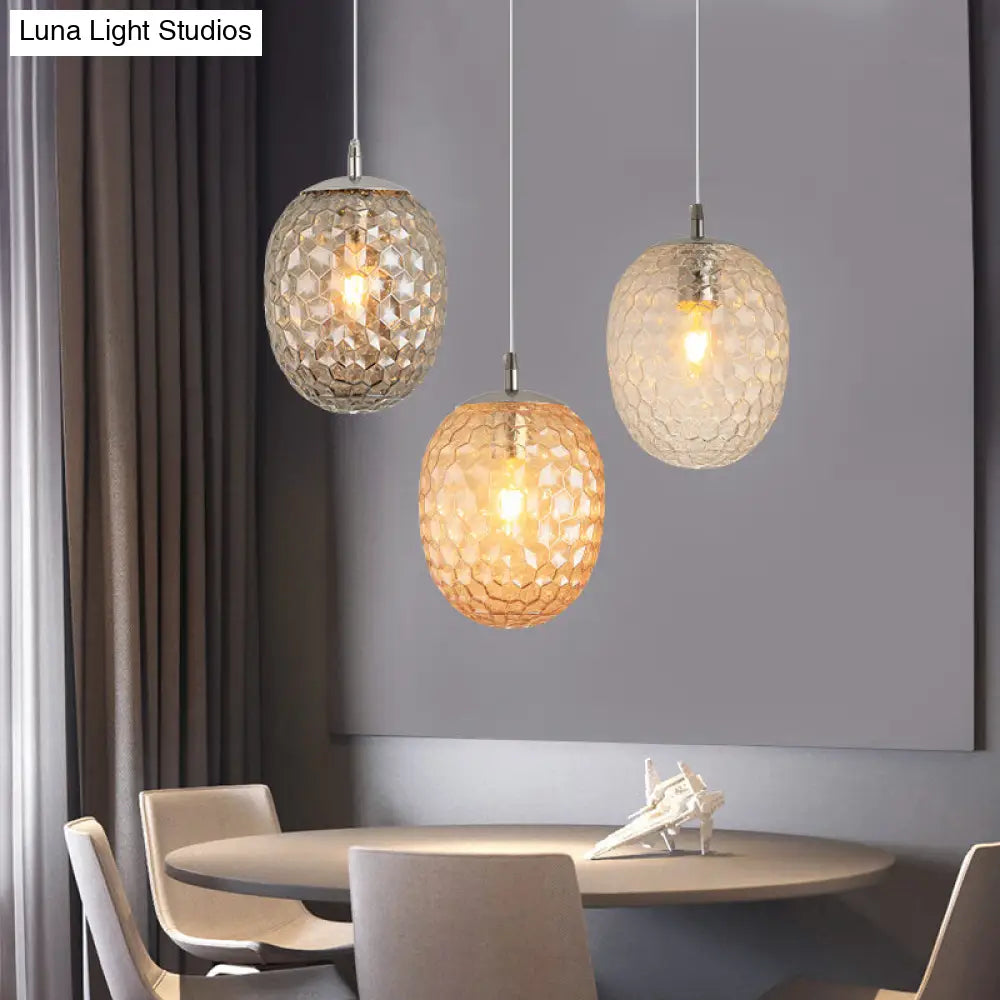 Modern Pineapple Pendant Light with Hammered Glass - Perfect for Dining Table - 1 Head