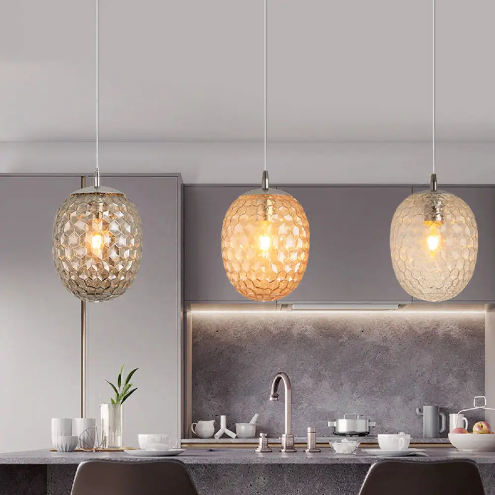 Modern Pineapple Pendant Light with Hammered Glass - Perfect for Dining Table - 1 Head