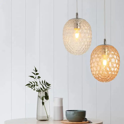 Modern Pineapple Pendant Light with Hammered Glass - Perfect for Dining Table - 1 Head