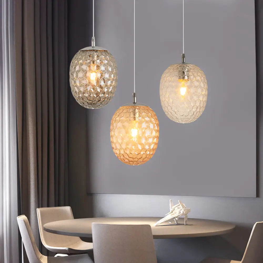 Modern Pineapple Pendant Light with Hammered Glass - Perfect for Dining Table - 1 Head