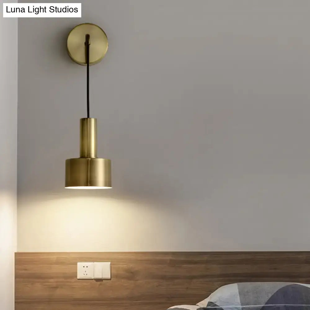 Modern pink and brass bedside reading light with brass-finished cylindrical pendant and e14 e26 e27 bulbs for warm ambient glow