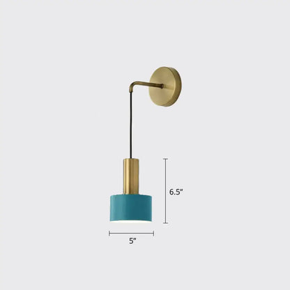 Modern pink and brass bedside reading light with brass arm and teal shade compatible with e14 e26 e27 bulbs