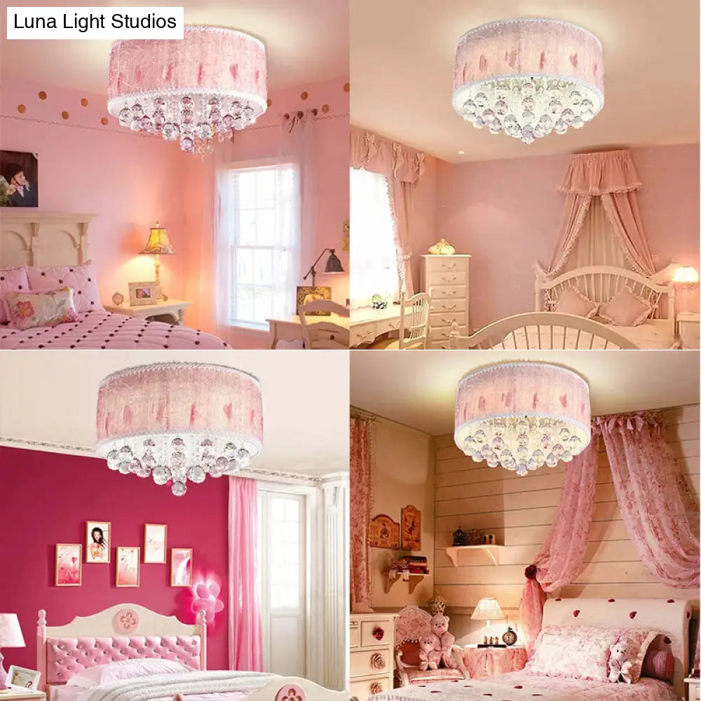 DecorBites™ DecorBites™ Modern Pink Ceiling Light with Crystal Ball - 8 Heads for Girls Bedroom