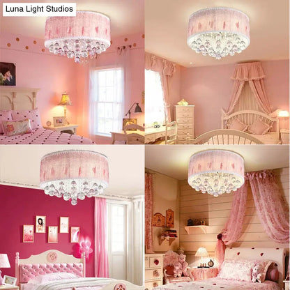 DecorBites™ DecorBites™ Modern Pink Ceiling Light with Crystal Ball - 8 Heads for Girls Bedroom