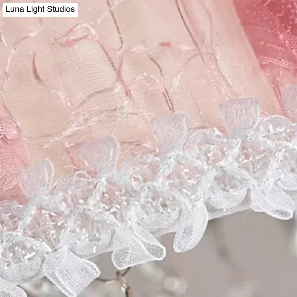 DecorBites™ DecorBites™ Modern Pink Ceiling Light with Crystal Ball - 8 Heads for Girls Bedroom