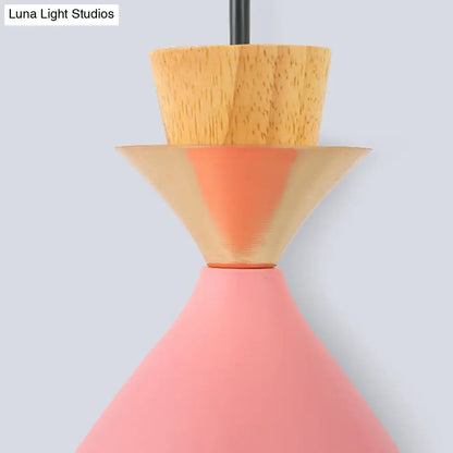 Modern Pink Conical Pendulum 1-Light Metal Hanging Lamp Kit for Living Room