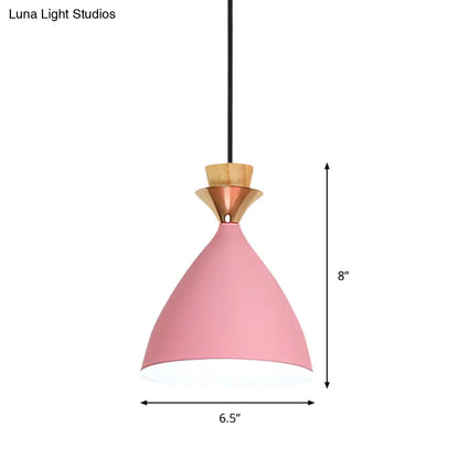 Modern Pink Conical Pendulum 1-Light Metal Hanging Lamp Kit for Living Room