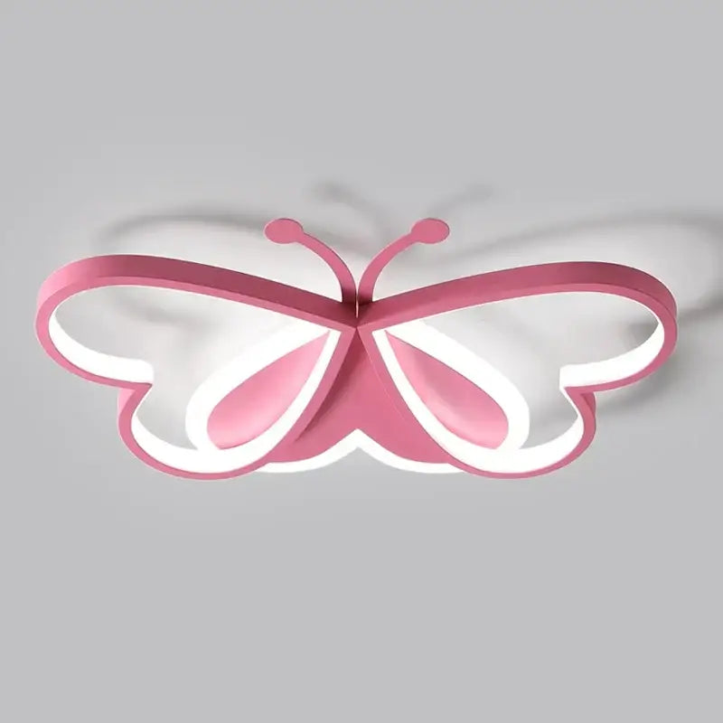 Modern pink decorbites butterfly led ceiling light with white accents and minimalist design for girls bedroom ceiling light