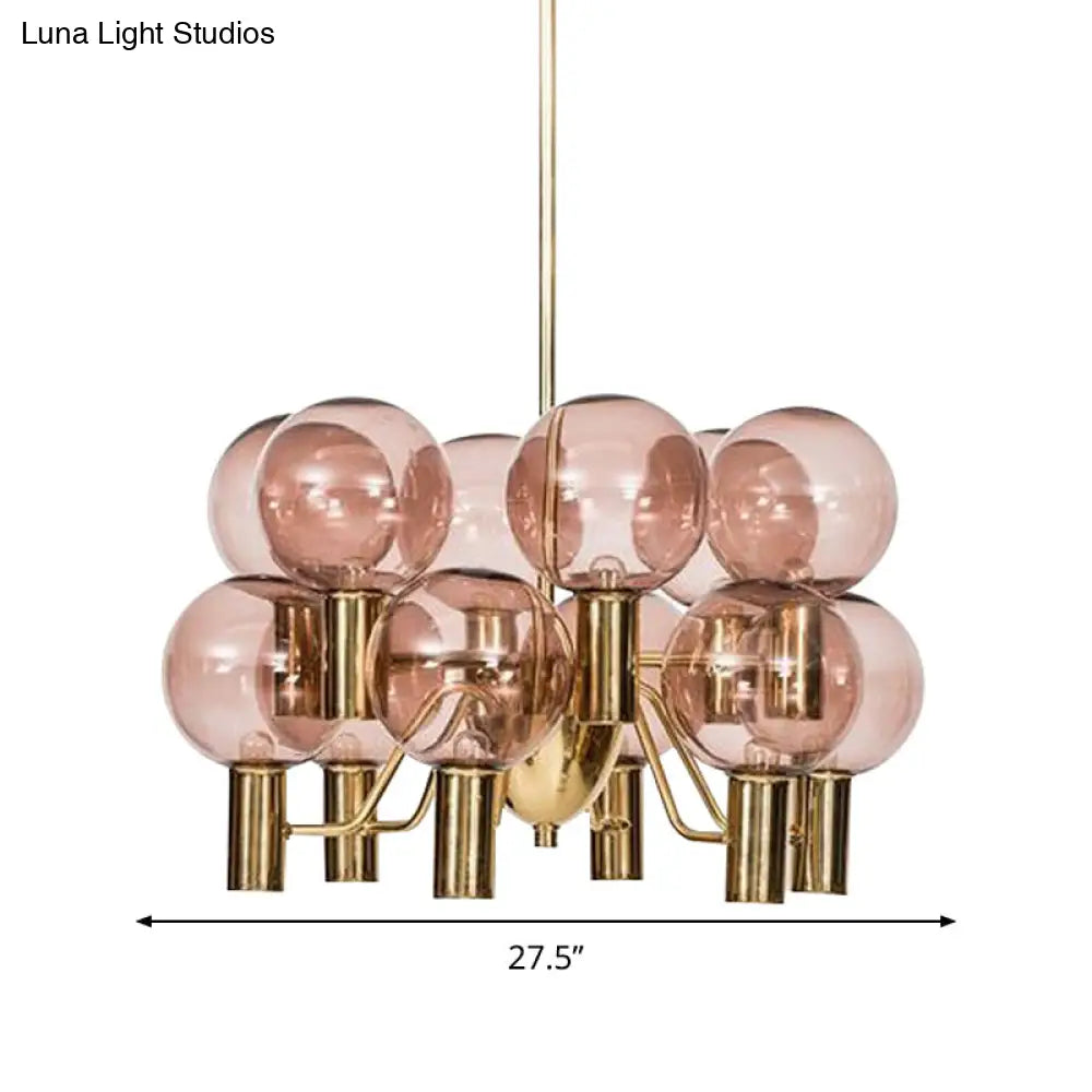 Lámpara de techo moderna de cristal rosa - 12 luces - Lámpara colgante para comedor